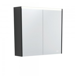 Fie LED Mirror Cabinet with Matte Black Side Panels 750